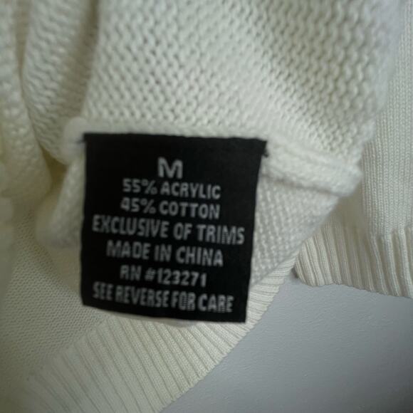 Fourteen Twelve Ivory American Flag Knit Crew Neck Sweater Womens Medium - Picture 9 of 13